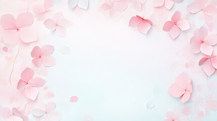 Soft Pink Paper Flowers on Light Gradient Background