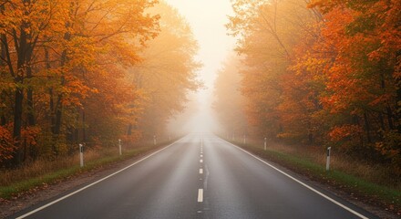 Foggy autumnal road