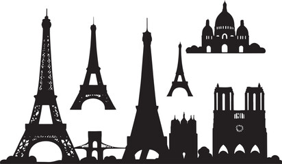 Famous City Skyline Bundle | Black Silhouette Vector
