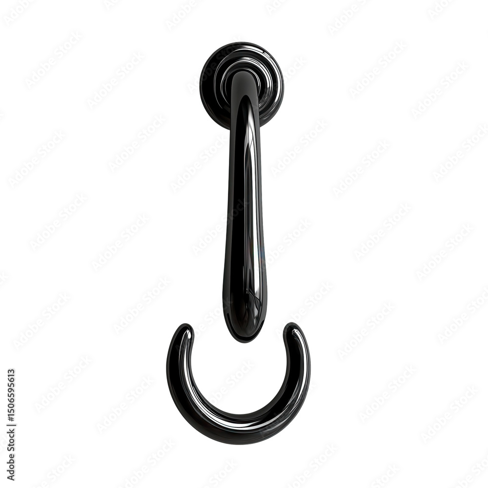 Fototapete gleaming chrome utility hook poised like a surreal sculpture reflecting on transparent background