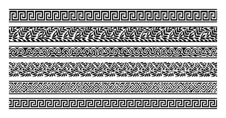 greek seamless borders and patterns – traditional antique vector set