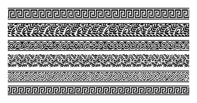 greek seamless borders and patterns &ndash; traditional antique vector set