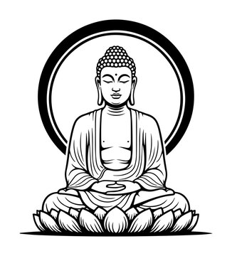 meditating buddha in lotus position &ndash; spiritual zen vector illustration