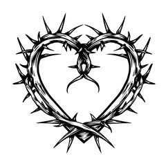 heart made of thorns – symbolic painful love vector illustration
