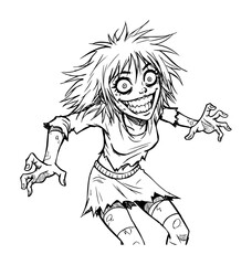 scary zombie girl with creepy expression – horror character vector