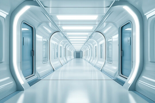 Futuristic illuminated corridor showcasing innovative design and clean aesthetics