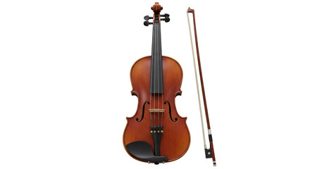 Obraz premium Realistic Photo of a Violin and Bow Isolated on a Transparent Background