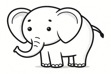 Naklejka premium Adorable Cartoon Baby Elephant Illustration Cute Animal Drawing Children s Book Nursery Decor