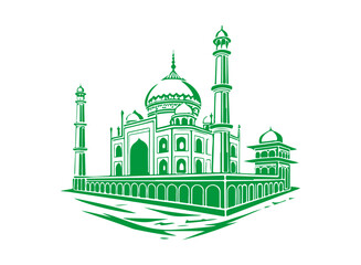 Taj Mahal vector illustration showing iconic architecture and a cultural landmark in India