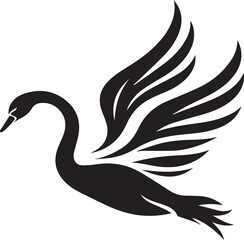 Minimalist Black Swan Silhouette Vector Art – Elegant Curves & Stylized Feathers