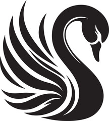Minimalist Black Swan Silhouette Vector Art – Elegant Curves & Stylized Feathers