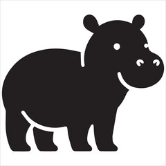 Fototapeta premium Baby Hippopotamus Standing Silhouette