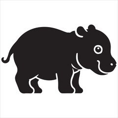 Obraz premium Baby Hippopotamus Standing Silhouette