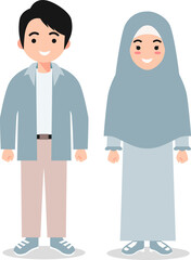 Muslim Couple in Light Blue Clothes