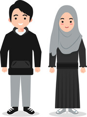 Muslim Couple in Matching Black Clothes