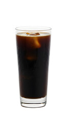 Refreshing Beverage Glass With Ice Cubes And Cola Drink Isolated