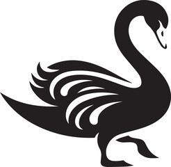 Minimalist Black Swan Silhouette Vector Art – Elegant Curves & Stylized Feathers