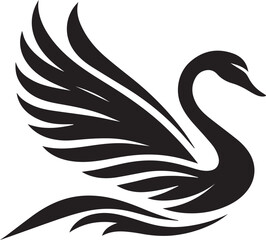 Fototapeta premium Minimalist Black Swan Silhouette Vector Art – Elegant Curves & Stylized Feathers