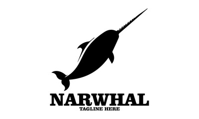 Silhouette narwhal animal vector illustration. Narwhal logo design sketch, narwhal vector logo icon with white background  © Arnis