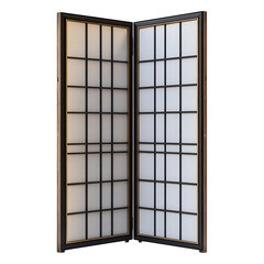 Translucent Japanese Shoji Screen offering gentle light evoking peace and on transparent background