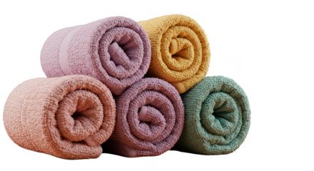 Rolled Stacked Towels Textile Soft Hygiene Bathroom Cotton PNG