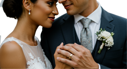 Romantic Wedding Portrait of Loving Couple in Formal Attire