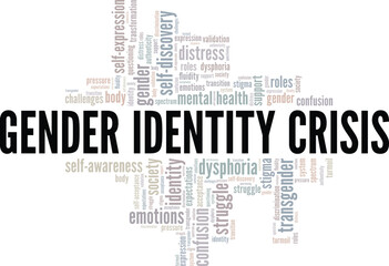 Fototapeta premium Gender Identity Crisis word cloud conceptual design isolated on white background.