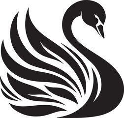 Fototapeta premium Minimalist Black Swan Silhouette Vector Art – Elegant Curves & Stylized Feathers