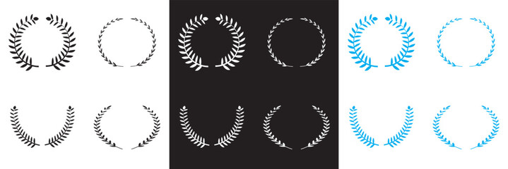 Floral frame laurel wreath vector icon. Vector for websites, mobile interfaces, presentations, banner, visual branding etc. Vector illustration. isolated on white and black background. EPS 10