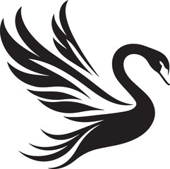 Minimalist Black Swan Silhouette Vector Art – Elegant Curves & Stylized Feathers