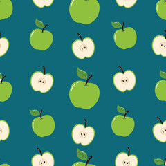 Seamless Hand Drawn Green Apple Pattern Designs Green Background