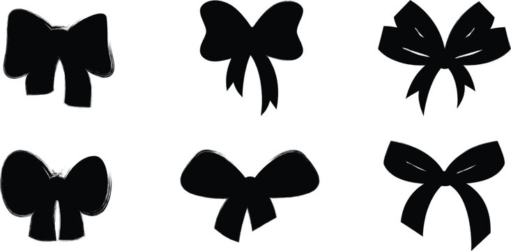 Bold black ribbon bow silhouettes in classic gift wrapping