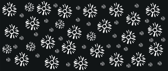 abstract, vector, monochrome, big flowers, all over textiles design, illustration digital image can be used for wrapping paper