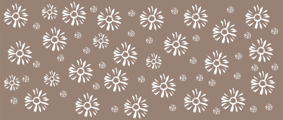 abstract, vector, monochrome, big flowers, all over textiles design, illustration digital image can be used for wrapping paper