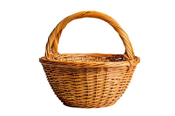 Obraz premium Wicker Basket with Handle Isolated on Black Background Rustic Decoration Craft Item Picnic on transparent background
