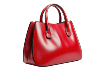 Stylish Red Leather Handbag Fashion Accessory Modern Design Luxury Tote Elegant Purse Women s on transparent background