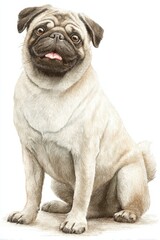 Obraz premium Adorable Pug Dog Sitting and Panting With Tongue Out, Representing Pet Adoption and Canine Companionship in Animal Welfare Campaigns : Generative AI