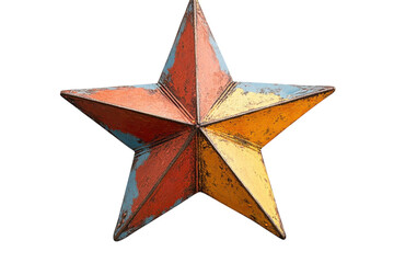 Rustic Americana Distressed Metal Star Vintage Charm Fourth of July Decor Patriotic Symbol on transparent background