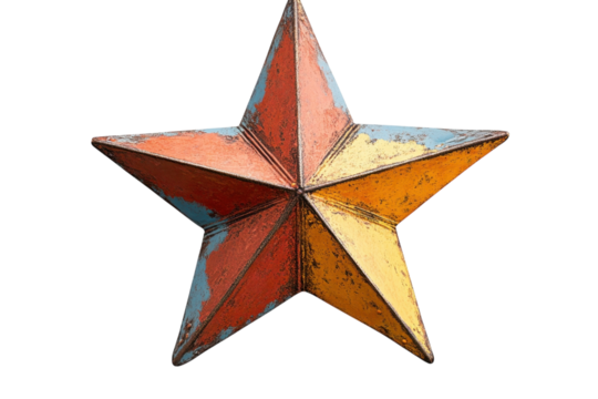 Rustic Americana Distressed Metal Star Vintage Charm Fourth of July Decor Patriotic Symbol on transparent background