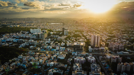 Ariel Shot of beautiful Bangalore City in India	