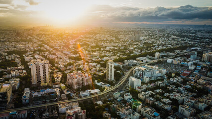 Ariel Shot of beautiful Bangalore City in India	