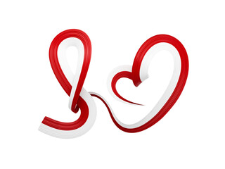 3d Flag Of Indonesia And Monaco Heart Shape Awareness Ribbon flag White Background 3d illustration