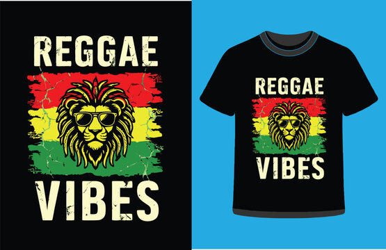 Roots and Reggae T-Shirt Design Vibrant Rasta Theme Vector
