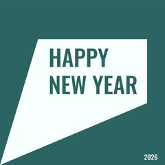 Transformative Teal 2026. Happy New Year banner in trendy 2026 color. Simple 2026 holiday vector illustration. EPS 10