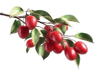 Realistic red fruit stick on white background, vibrant and fresh, ideal for food concepts, packaging, or healthy lifestyle themes.