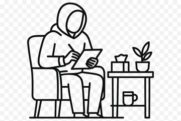  Journaling or Therapy Reflection – Minimalist Mental Health Line Art