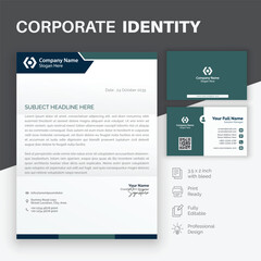 corporate identity letterhead and business card template	