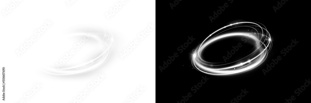Wall mural magical glowing swirl png – vibrant light sparkles and sunbeam rays with abstract twirl effect for b