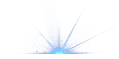 Bright Blue Lens Flare PNG – Glowing Light Burst Isolated on Transparent Background, Cutout Sunray Effect, Realistic Overlay Glow, Optical Flash Beam for Digital Design and Editing