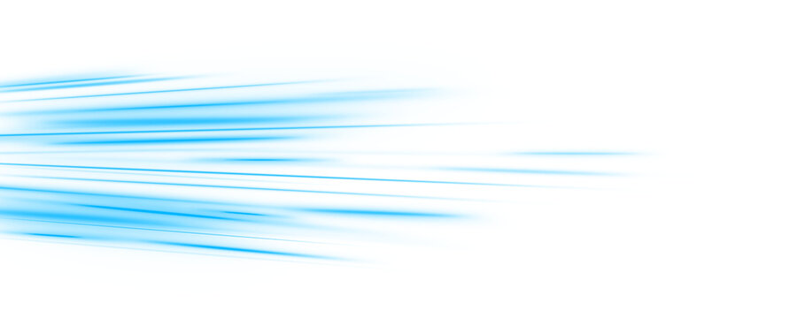 Speed Lines Light Effect – Motion Streaks in Blue on White and Blue Backgrounds, Abstract Glowing Trails for Banner Design, Modern Tech Style, and Dynamic Vector Elements PNG